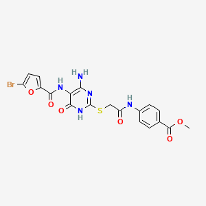 Methyl 4-(2-((4-amino-5-(5-bromofuran-2-carboxamido)-6-oxo-1,6-dihydropyrimidin-2-yl)thio)acetamido)benzoate