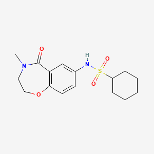 molecular formula C16H22N2O4S B2487509 N-(4-methyl-5-oxo-2,3,4,5-tetrahydrobenzo[f][1,4]oxazepin-7-yl)cyclohexanesulfonamide CAS No. 922112-29-6