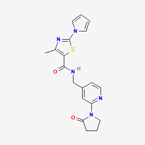 4-methyl-N-((2-(2-oxopyrrolidin-1-yl)pyridin-4-yl)methyl)-2-(1H-pyrrol-1-yl)thiazole-5-carboxamide
