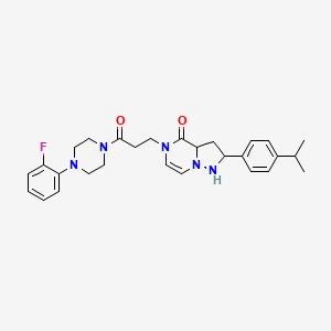 molecular formula C28H30FN5O2 B2487522 5-{3-[4-(2-fluorophenyl)piperazin-1-yl]-3-oxopropyl}-2-[4-(propan-2-yl)phenyl]-4H,5H-pyrazolo[1,5-a]pyrazin-4-one CAS No. 1326826-22-5