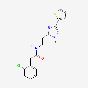 molecular formula C18H18ClN3OS B2487527 2-(2-氯苯基)-N-(2-(1-甲基-4-(噻吩-2-基)-1H-咪唑-2-基)乙基)乙酰胺 CAS No. 1396709-22-0