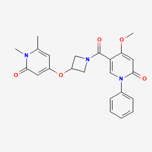 molecular formula C23H23N3O5 B2487528 5-(3-((1,6-dimethyl-2-oxo-1,2-dihydropyridin-4-yl)oxy)azetidine-1-carbonyl)-4-methoxy-1-phenylpyridin-2(1H)-one CAS No. 1903550-39-9