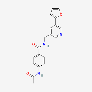 molecular formula C19H17N3O3 B2487530 4-acetamido-N-((5-(furan-2-yl)pyridin-3-yl)methyl)benzamide CAS No. 2034466-19-6