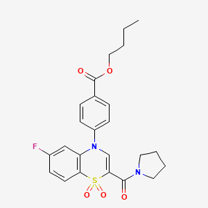 butyl 4-(6-fluoro-1,1-dioxido-2-(pyrrolidine-1-carbonyl)-4H-benzo[b][1,4]thiazin-4-yl)benzoate