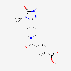 molecular formula C20H24N4O4 B2487551 methyl 4-(4-(4-cyclopropyl-1-methyl-5-oxo-4,5-dihydro-1H-1,2,4-triazol-3-yl)piperidine-1-carbonyl)benzoate CAS No. 1797125-68-8