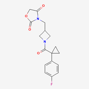 3-((1-(1-(4-Fluorophenyl)cyclopropanecarbonyl)azetidin-3-yl)methyl)oxazolidine-2,4-dione