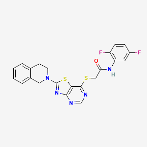 molecular formula C22H17F2N5OS2 B2487584 N-(2,5-difluorophenyl)-2-((2-(3,4-dihydroisoquinolin-2(1H)-yl)thiazolo[4,5-d]pyrimidin-7-yl)thio)acetamide CAS No. 1189490-82-1