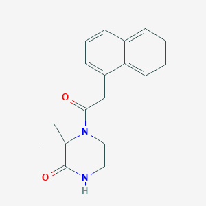 molecular formula C18H20N2O2 B2487585 3,3-Dimethyl-4-(2-(naphthalen-1-yl)acetyl)piperazin-2-one CAS No. 946208-39-5