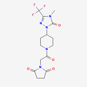 molecular formula C15H18F3N5O4 B2487590 1-(2-(4-(4-甲基-5-氧代-3-(三氟甲基)-4,5-二氢-1H-1,2,4-三唑-1-基)哌啶-1-基)-2-氧代乙基)吡咯啉-2,5-二酮 CAS No. 2034417-10-0