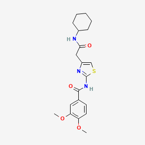 molecular formula C20H25N3O4S B2487625 N-(4-(2-(cyclohexylamino)-2-oxoethyl)thiazol-2-yl)-3,4-dimethoxybenzamide CAS No. 1005294-91-6