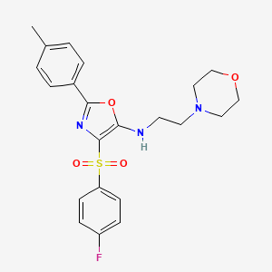 molecular formula C22H24FN3O4S B2487633 4-((4-fluorophenyl)sulfonyl)-N-(2-morpholinoethyl)-2-(p-tolyl)oxazol-5-amine CAS No. 862739-93-3