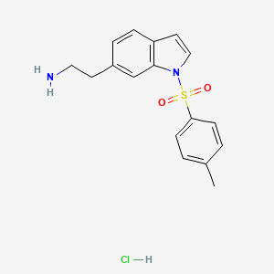 molecular formula C17H19ClN2O2S B2487641 2-[1-(4-甲基苯磺酰)-1H-吲哚-6-基]乙基胺盐酸盐 CAS No. 1707367-92-7