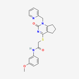molecular formula C22H22N4O3S B2487642 N-(3-methoxyphenyl)-2-((2-oxo-1-(pyridin-2-ylmethyl)-2,5,6,7-tetrahydro-1H-cyclopenta[d]pyrimidin-4-yl)thio)acetamide CAS No. 946326-23-4