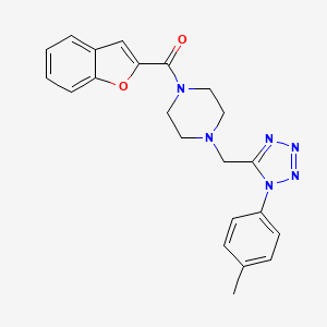 molecular formula C22H22N6O2 B2487651 benzofuran-2-yl(4-((1-(p-tolyl)-1H-tetrazol-5-yl)methyl)piperazin-1-yl)methanone CAS No. 1049424-11-4