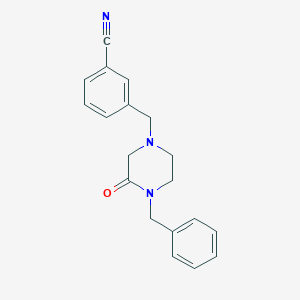 molecular formula C19H19N3O B2487652 3-[(4-Benzyl-3-oxopiperazin-1-yl)methyl]benzonitrile CAS No. 2415471-23-5