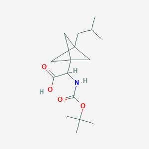 molecular formula C16H27NO4 B2487656 2-[(2-Methylpropan-2-yl)oxycarbonylamino]-2-[3-(2-methylpropyl)-1-bicyclo[1.1.1]pentanyl]acetic acid CAS No. 2287263-16-3