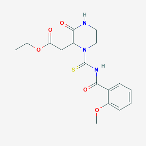 molecular formula C17H21N3O5S B2487659 Ethyl (1-{[(2-methoxyphenyl)carbonyl]carbamothioyl}-3-oxopiperazin-2-yl)acetate CAS No. 1007927-59-4