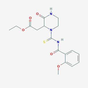 Ethyl 2-[1-[(2-methoxybenzoyl)carbamothioyl]-3-oxopiperazin-2-yl]acetate