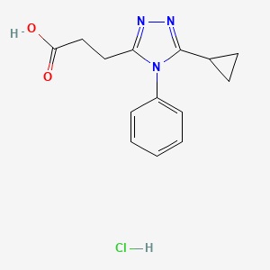 molecular formula C14H16ClN3O2 B2487660 3-(5-环丙基-4-苯基-4H-1,2,4-三唑-3-基)丙酸盐酸盐 CAS No. 2173999-63-6