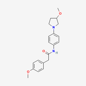 molecular formula C20H24N2O3 B2487672 2-(4-甲氧基苯基)-N-(4-(3-甲氧基吡咯啉-1-基)苯基)乙酰胺 CAS No. 1797317-83-9