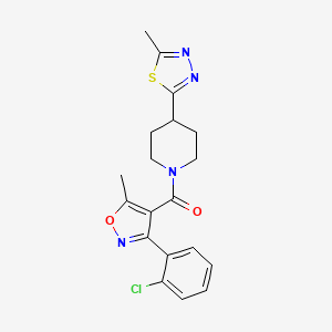 molecular formula C19H19ClN4O2S B2487695 (3-(2-氯苯基)-5-甲基异噁唑-4-基)(4-(5-甲基-1,3,4-噻二唑-2-基)哌啶-1-基)甲酮 CAS No. 1396886-27-3