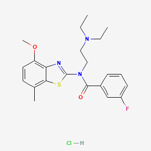 molecular formula C22H27ClFN3O2S B2487703 N-(2-(二乙基氨基)乙基)-3-氟-N-(4-甲氧基-7-甲基苯并[d]噻唑-2-基)苯甲酰胺盐酸盐 CAS No. 1216793-81-5
