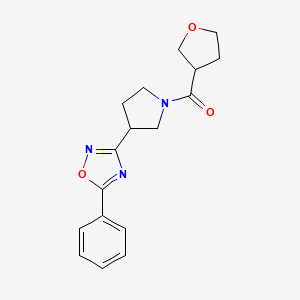 molecular formula C17H19N3O3 B2487710 (3-(5-Phényl-1,2,4-oxadiazol-3-yl)pyrrolidin-1-yl)(tétrahydrofuran-3-yl)méthanone CAS No. 2034602-61-2