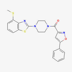 molecular formula C22H20N4O2S2 B2487729 (4-(4-(甲硫基)苯并[d]噻唑-2-基)哌啶-1-基)(5-苯基噁唑-3-基)甲酮 CAS No. 1172788-39-4