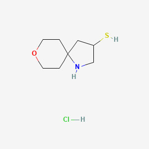 molecular formula C8H16ClNOS B2487731 8-Oxa-1-azaspiro[4.5]decane-3-thiol;hydrochloride CAS No. 2503207-34-7