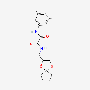molecular formula C18H24N2O4 B2487739 N1-(1,4-二氧杂螺[4.4]壬烷-2-基甲基)-N2-(3,5-二甲基苯基)草酰胺 CAS No. 899734-24-8