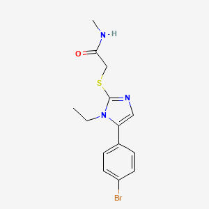 molecular formula C14H16BrN3OS B2487746 2-((5-(4-溴苯基)-1-乙基-1H-咪唑-2-基)硫)-N-甲基乙酰胺 CAS No. 1207013-36-2