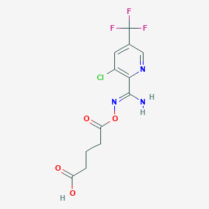 B2487748 5-[({(Z)-amino[3-chloro-5-(trifluoromethyl)-2-pyridinyl]methylidene}amino)oxy]-5-oxopentanoic acid CAS No. 400080-44-6
