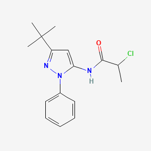 molecular formula C16H20ClN3O B2487752 N-(3-叔丁基-1-苯基-1H-吡唑-5-基)-2-氯丙酰胺 CAS No. 956183-13-4