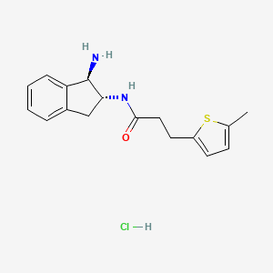 B2487762 N-[(1R,2R)-1-Amino-2,3-dihydro-1H-inden-2-yl]-3-(5-methylthiophen-2-yl)propanamide;hydrochloride CAS No. 2418595-41-0