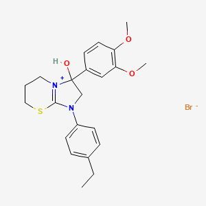 B2487768 3-(3,4-dimethoxyphenyl)-1-(4-ethylphenyl)-3-hydroxy-3,5,6,7-tetrahydro-2H-imidazo[2,1-b][1,3]thiazin-1-ium bromide CAS No. 1104734-22-6