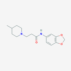 molecular formula C16H22N2O3 B248777 N-(1,3-benzodioxol-5-yl)-3-(4-methylpiperidin-1-yl)propanamide 