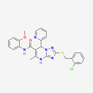 molecular formula C26H23ClN6O2S B2487774 2-[(2-氯苯甲基)硫]-N-(2-甲氧苯基)-5-甲基-7-吡啶-2-基-4,7-二氢-1,2,4-噻唑并[1,5-a]嘧啶-6-甲酸酰胺 CAS No. 536992-07-1
