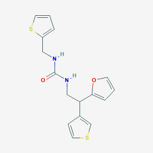 B2487776 3-[2-(Furan-2-yl)-2-(thiophen-3-yl)ethyl]-1-[(thiophen-2-yl)methyl]urea CAS No. 2097934-45-5
