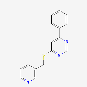 molecular formula C16H13N3S B2487785 4-苯基-6-((吡啶-3-基甲硫基)嘧啶 CAS No. 1203251-62-0