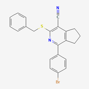 molecular formula C22H17BrN2S B2487791 3-(苄基硫基)-1-(4-溴苯基)-6,7-二氢-5H-环戊[c]吡啶-4-碳腈 CAS No. 439096-60-3