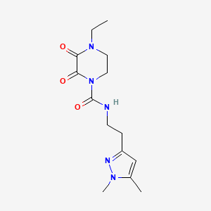 molecular formula C14H21N5O3 B2487799 N-(2-(1,5-二甲基-1H-吡唑-3-基)乙基)-4-乙基-2,3-二氧代哌嗪-1-羧酰胺 CAS No. 2034586-98-4
