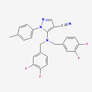 molecular formula C25H18F4N4 B2487802 5-[双(3,4-二氟苯甲基)氨基]-1-(4-甲基苯基)-1H-吡唑-4-碳腈 CAS No. 957040-67-4