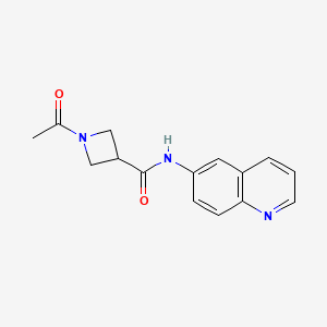 molecular formula C15H15N3O2 B2487803 1-Acetyl-N-(Chinolin-6-yl)azetidin-3-carboxamid CAS No. 1421485-42-8