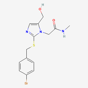 molecular formula C14H16BrN3O2S B2487804 2-(2-((4-溴苯甲基)硫基)-5-(羟甲基)-1H-咪唑-1-基)-N-甲基乙酰胺 CAS No. 923195-62-4