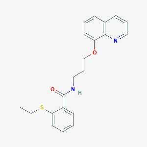molecular formula C21H22N2O2S B2487817 2-(ethylthio)-N-(3-(quinolin-8-yloxy)propyl)benzamide CAS No. 1235670-76-4