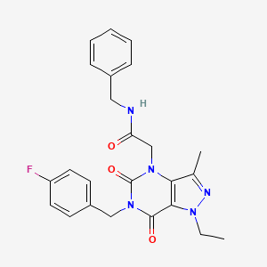 molecular formula C24H24FN5O3 B2487818 N-苄基-2-(1-乙基-6-(4-氟苯甲基)-3-甲基-5,7-二氢氧代-6,7-二氢-1H-嘧啶-4(5H)-基)乙酰胺 CAS No. 1358584-24-3