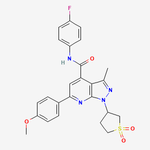 molecular formula C25H23FN4O4S B2487820 1-(1,1-二氧代四氢噻吩-3-基)-N-(4-氟苯基)-6-(4-甲氧苯基)-3-甲基-1H-吡唑并[3,4-b]吡啶-4-甲酰胺 CAS No. 1021214-90-3