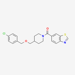 molecular formula C21H21ClN2O2S B2487865 苯并[d]噻唑-6-基(4-(((4-氯苄氧)甲基)哌啶-1-基)甲酮) CAS No. 1396748-90-5