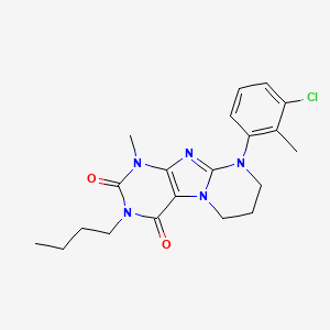 molecular formula C20H24ClN5O2 B2487881 3-butyl-9-(3-chloro-2-methylphenyl)-1-methyl-6,7,8,9-tetrahydropyrimido[2,1-f]purine-2,4(1H,3H)-dione CAS No. 877616-78-9