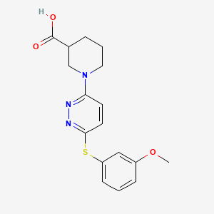molecular formula C17H19N3O3S B2487892 1-{6-[(3-Methoxyphenyl)sulfanyl]pyridazin-3-yl}piperidine-3-carboxylic acid CAS No. 1803571-15-4